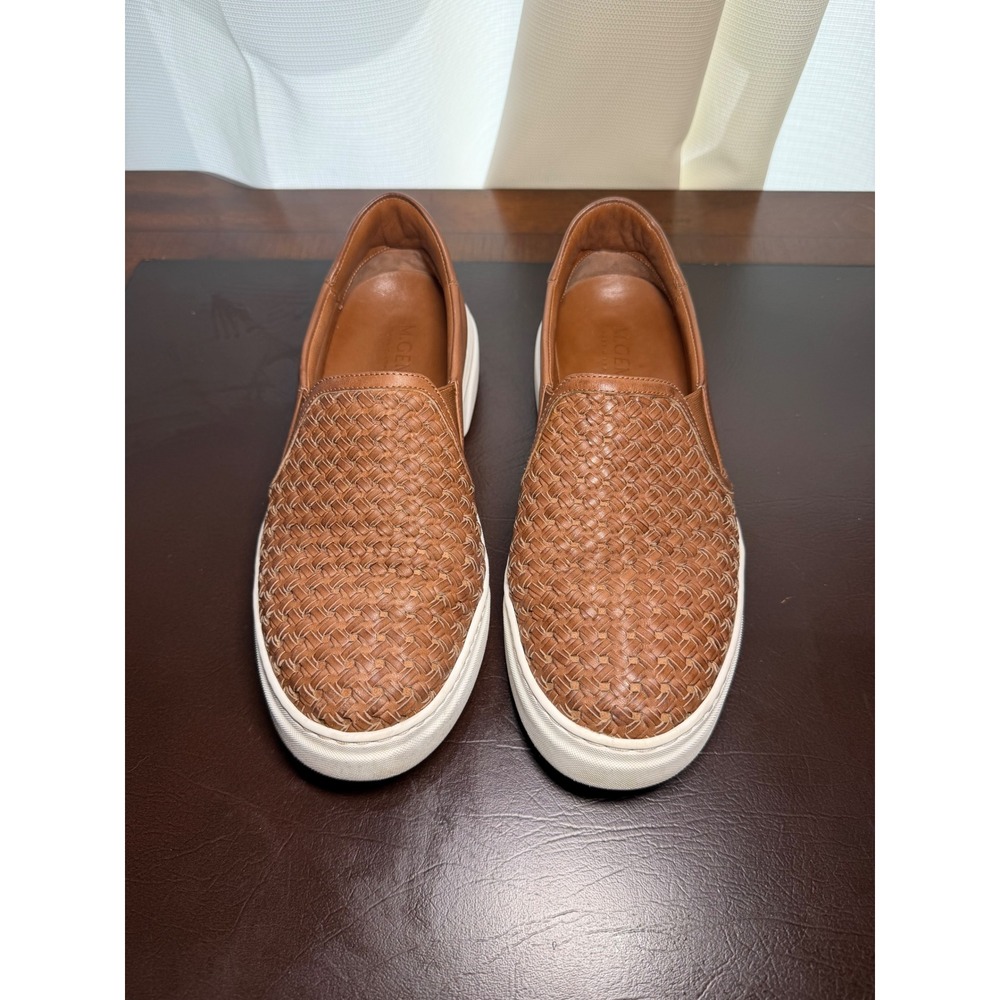 M.Gemi Woven Leather Slip On Platform Sneakers Tan Cognac Made in Italy 40.5